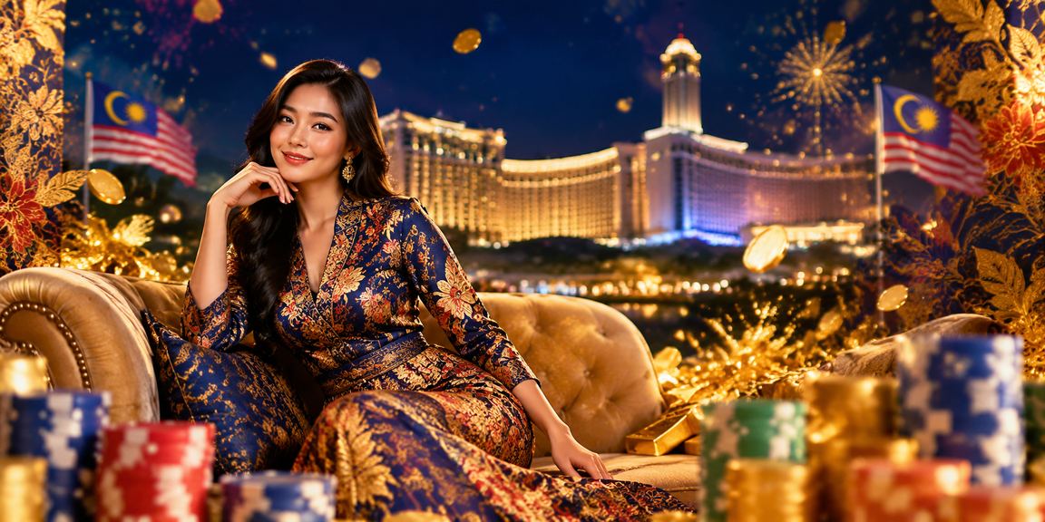 Suasana permainan slot di Genting Highlands dengan motif batik Malaysia
